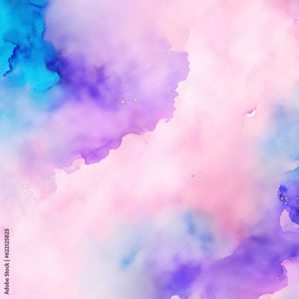 A colorful watercolor background with a pink purple and blue background, Ai generated