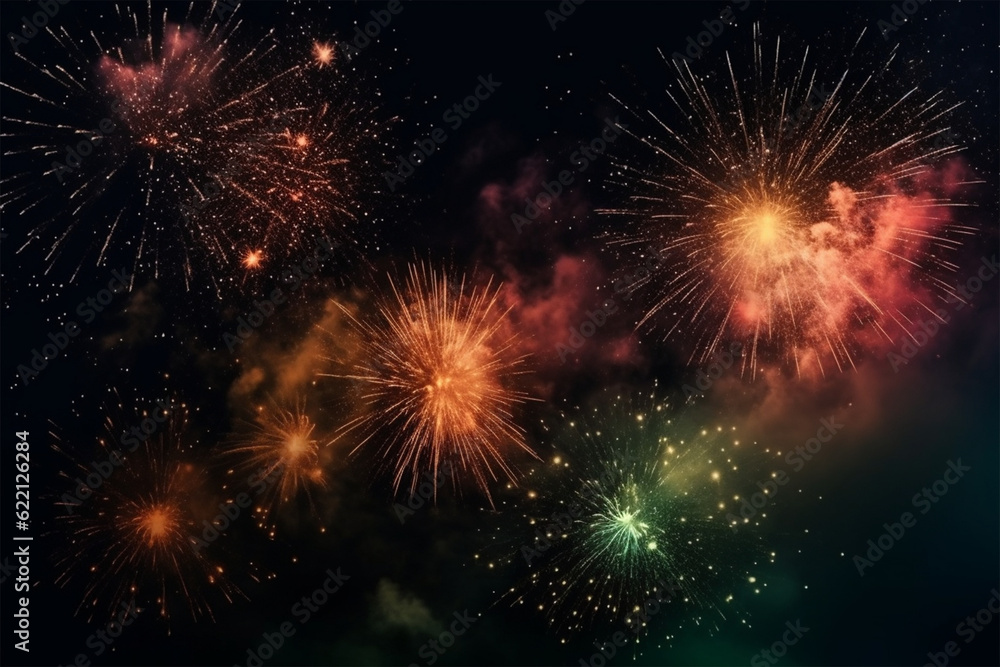 Generative AI.
fireworks background in the night sky
