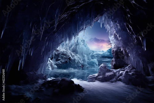 Generative AI. background of an ice cave