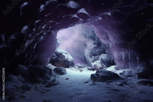 Generative AI. background of an ice cave © Yoshimura