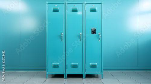 Row of blue school lockers Generative AI