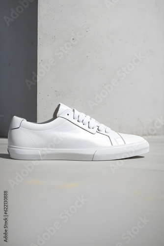 白い無地のスニーカー｜plain white sneakers, Generative AI 