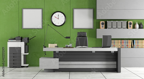 Green and gray contemporary office - 3d rendering © Designpics