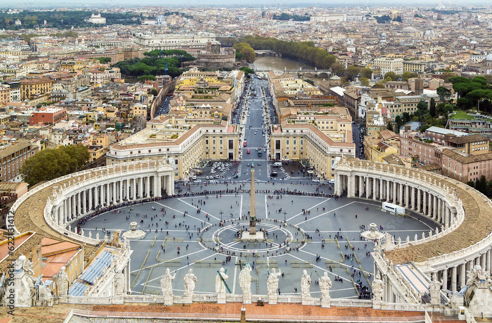 View of St. Peter Square and Rome from the Dome of St. Peter Basilica, Vatican