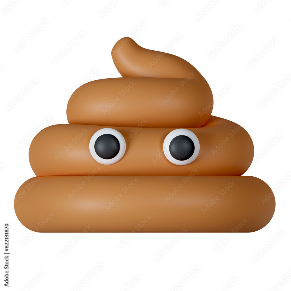 Obraz premium 3d Poop brown Emotion. icon isolated on gray background. 3d rendering illustration. Clipping path.