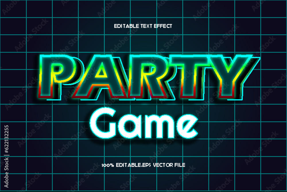 Party Game Editable Text Effect 3D Emboss Gradient Style Party Game Editable Text Effect 3D Emboss Gradient Style