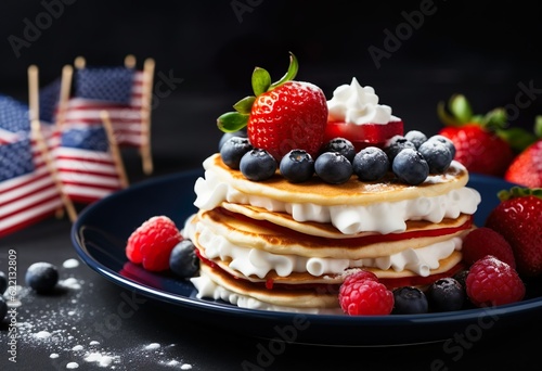 Holiday 4th of July breakfast pancakes battercakes