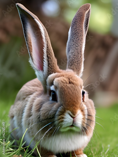 cute rabbit in nature garden © mansum008