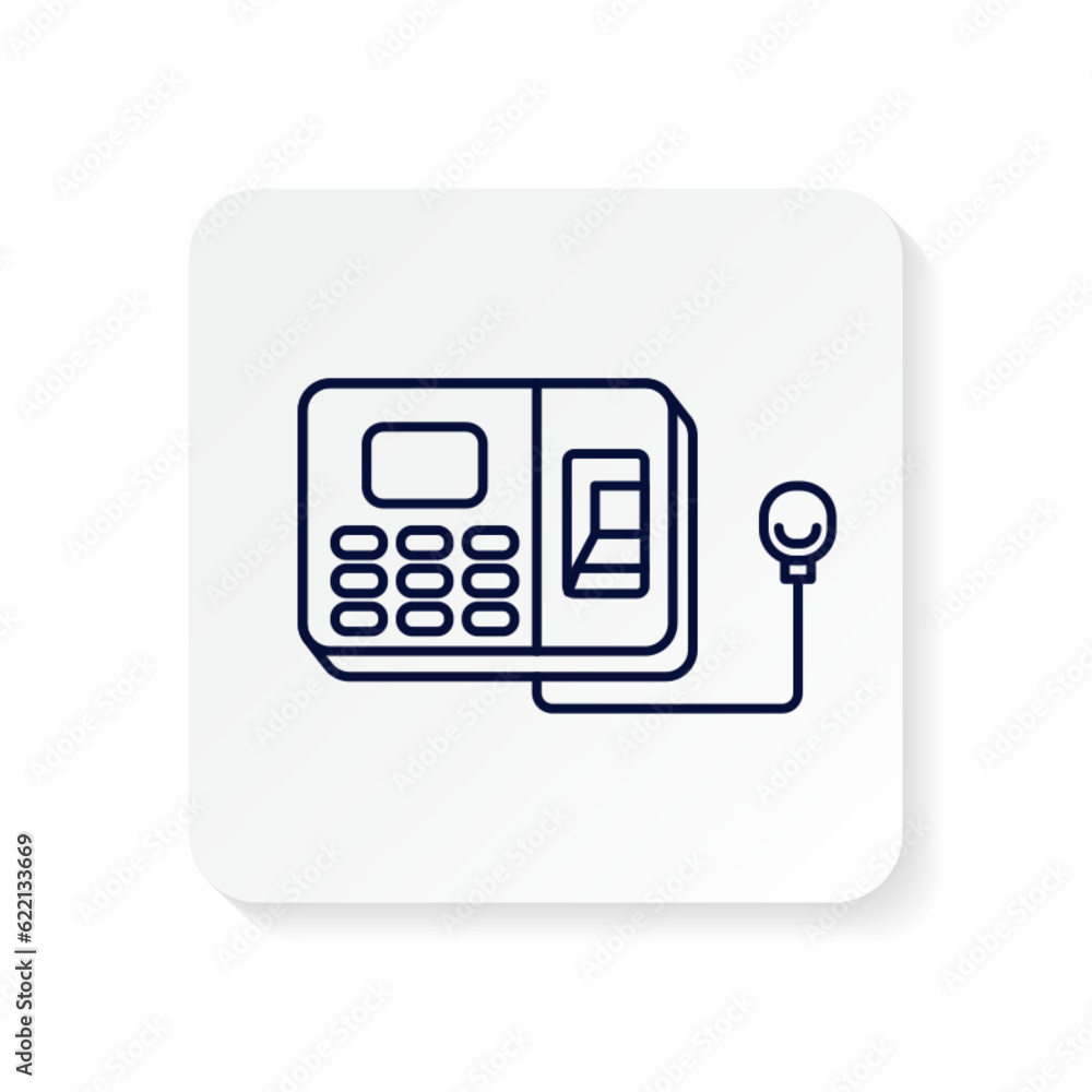 Fingerprint machine icon present and leave office Fingerprint machine icon present and leave office