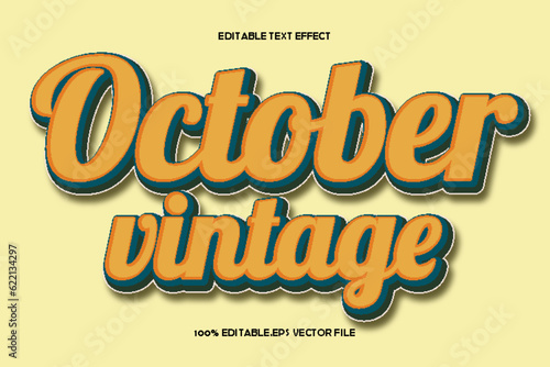October Vintage Editable Text Effect 3D Emboss Gradient Style