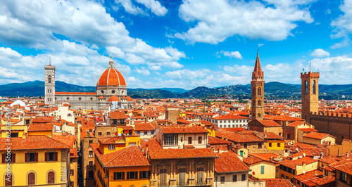 Cathedral Santa Maria del Fiore in Florence, view to old town with red tegular roofs © Designpics