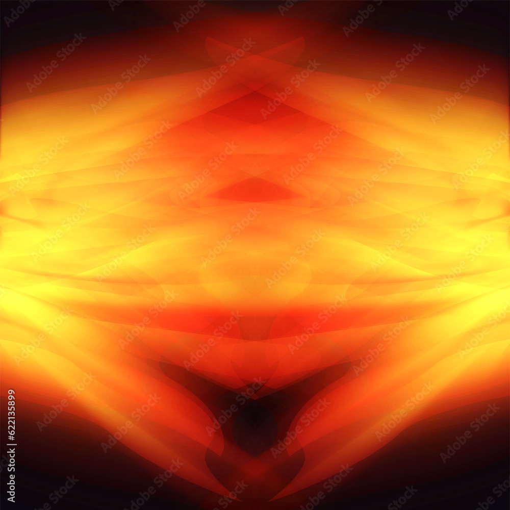 Glowing background with bright fire on black. For the design of covers and business cards, web design