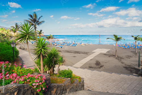 beach Playa Jardin  of Puerto de la Cruz de Tenerife  Spain