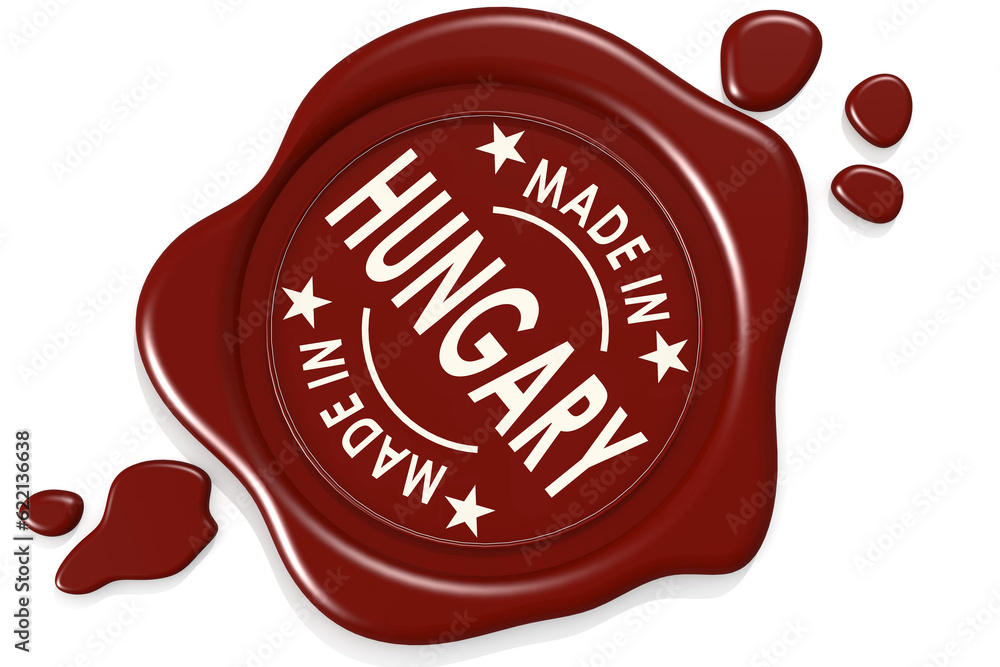 Label seal of Made in Hungary isolated on white background, 3D rendering Label seal of Made in Hungary isolated on white background, 3D rendering