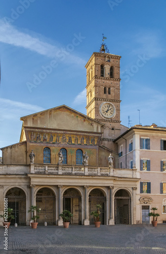 The Basilica of Our Lady in Trastevere is a titular minor basilica, one of the oldest churches of Rome. Facade of church