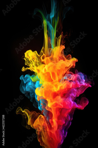 Colorful neon ink on black background