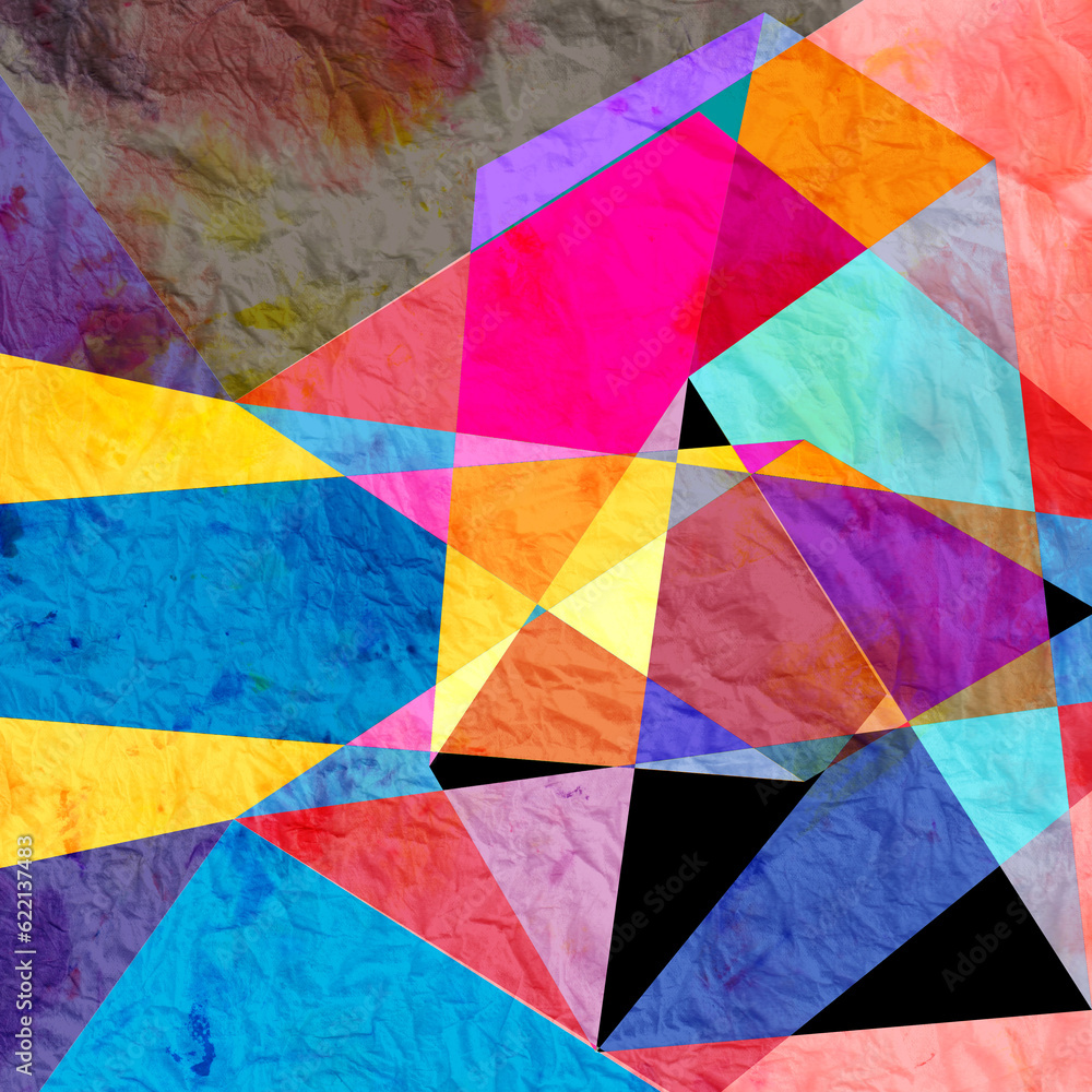Fototapeta premium Watercolor abstract colorful background with fantastic elements. Background for design template.