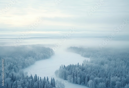 Over Winter Forest Horizon Sweden