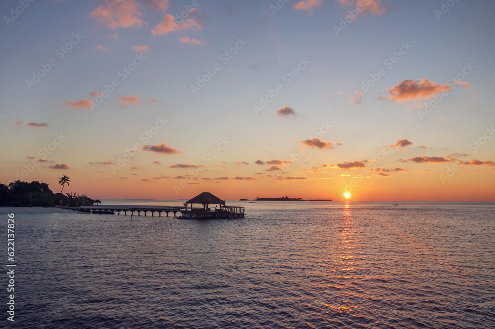 sunset in the Indian Ocean near Maldives sunset in the Indian Ocean near Maldives