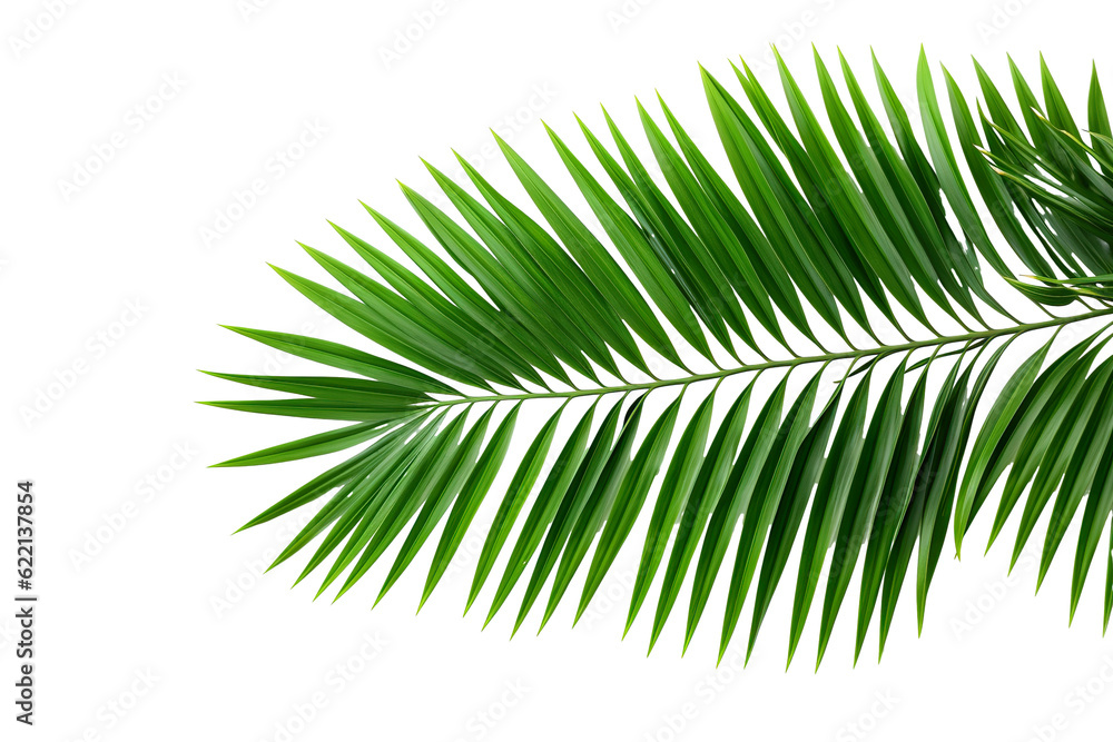 lush green curved palm leaves on isolated white background PNG lush green curved palm leaves on isolated white background PNG