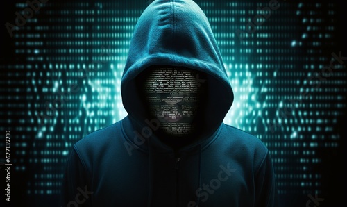 Obraz na płótnie hacker in front of a data code background