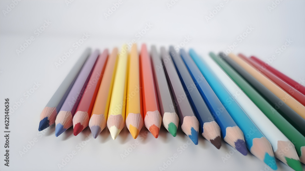 color pencils on white background, back to school color pencils on white background, back to school