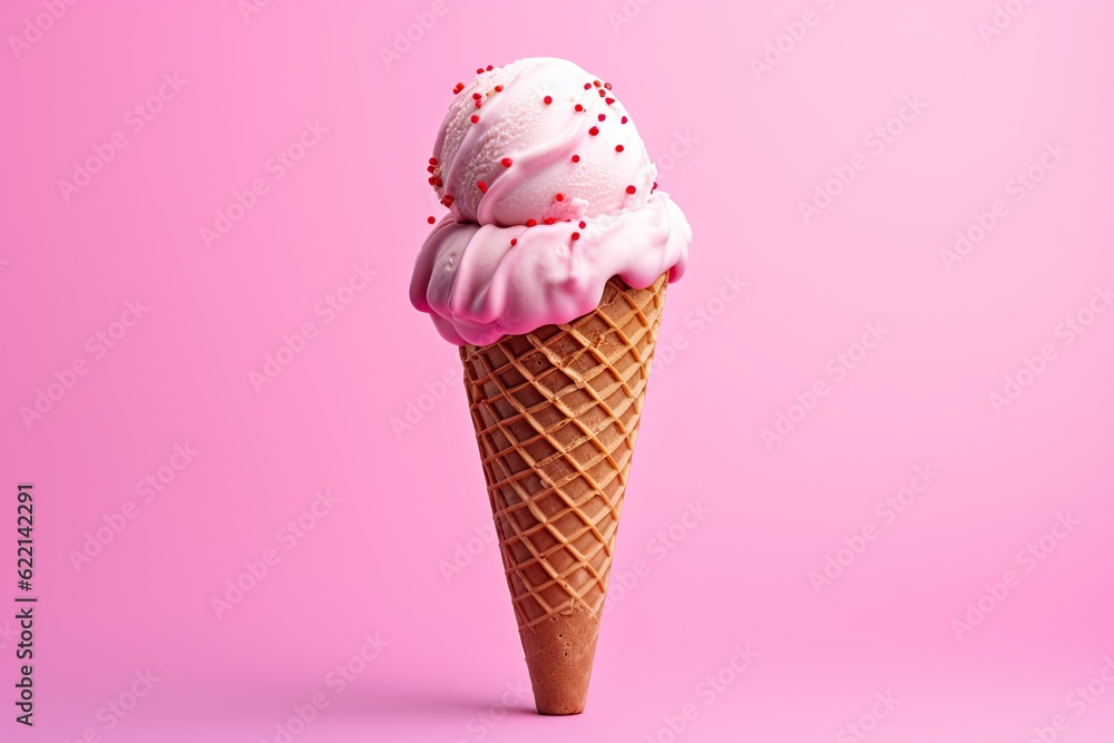 colorful ice cream cone on pink background colorful ice cream cone on pink background