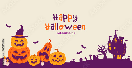 Halloween background material, jack-o-lantern, castle silhouette