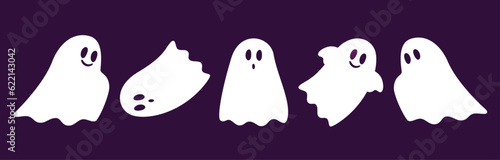 Ghost illustration set, simple and cute character
