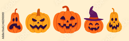 Set illustration of jack o lantern