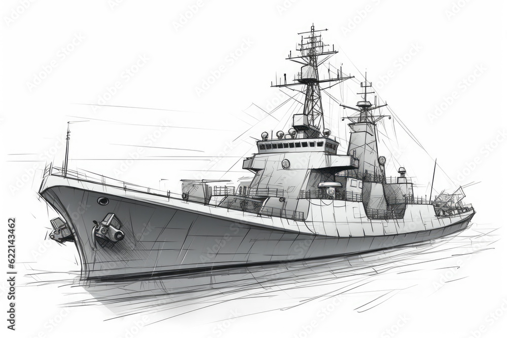 Fototapeta premium warship on white background