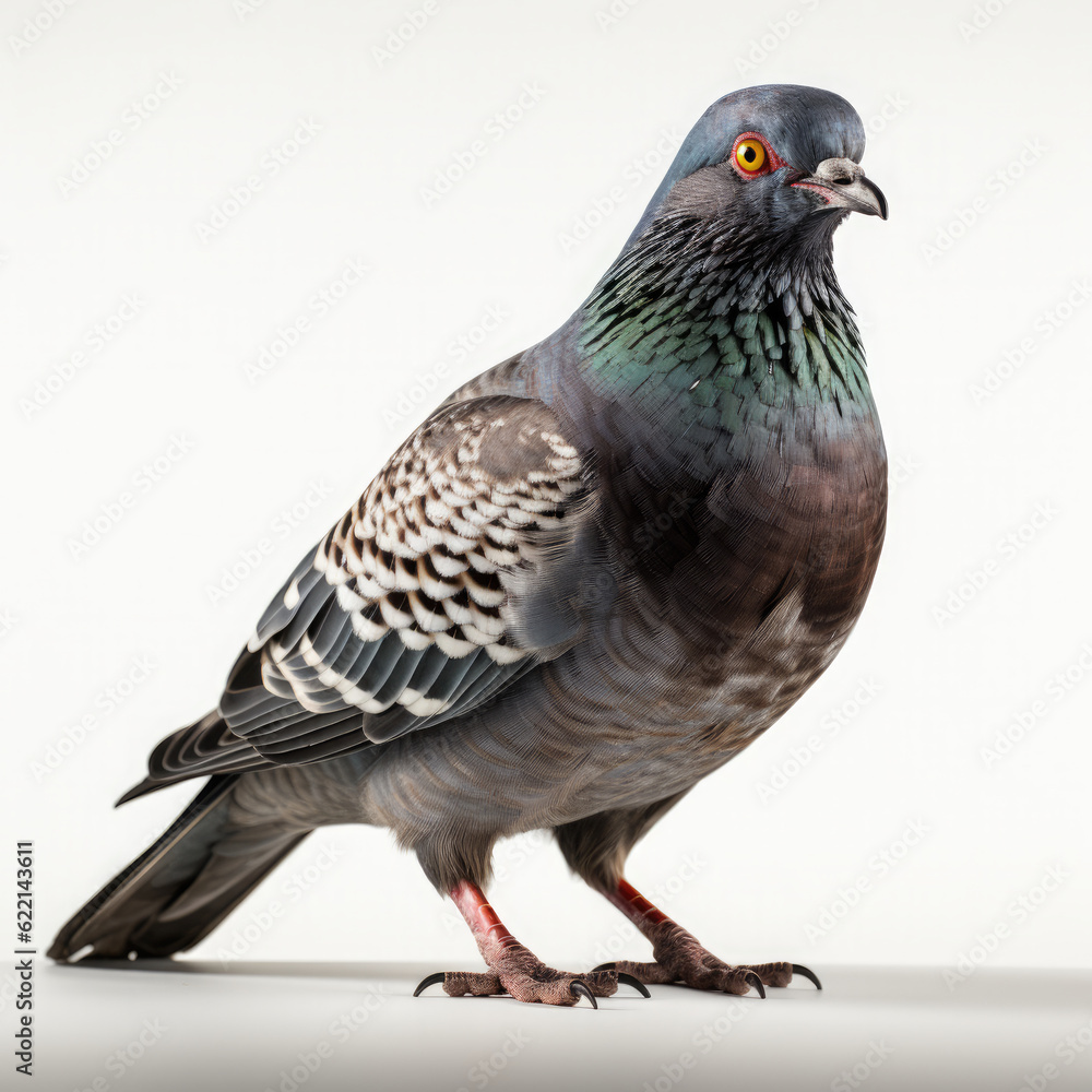 full body pigeon dove bird isolated on blank white background created with Generative AI Technology full body pigeon dove bird isolated on blank white background created with Generative AI Technology