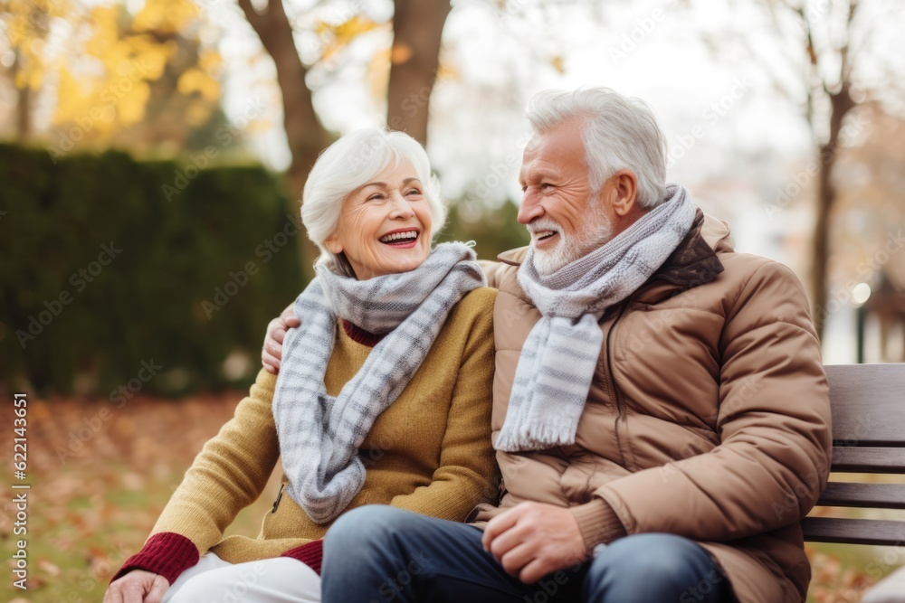 Happy Senior couple having fun together at the park