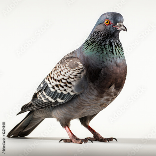 full body pigeon dove bird isolated on blank white background created with Generative AI Technology