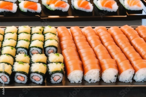Rolling Waves of Delight: Assorted Sushi Gems on Display