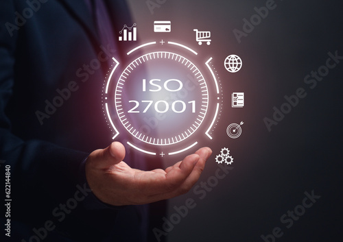 ISO 27001 Concept. Information Security Management System-ISMS. standard for information security management. Prepare, implement, review and monitor keep continuity.
