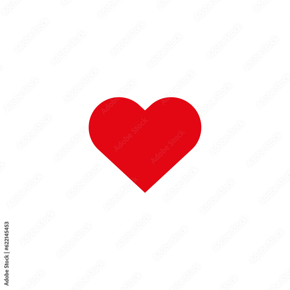 Heart, Symbol of Love and Valentine s Day. Flat Red Icon Isolated on White Background. Vector illustration.