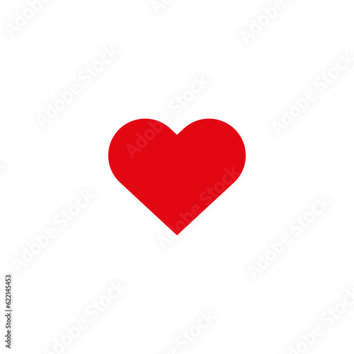 Heart, Symbol of Love and Valentine s Day. Flat Red Icon Isolated on White Background. Vector illustration.