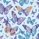vintage beautiful butterflies seamless pattern, generative ai
