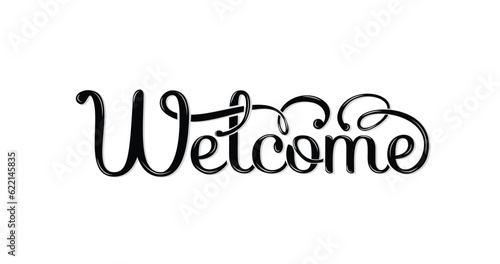 Welcome lettering text. Handwritten calligraphic inscription with smooth lines in black color. Great for banners, Posters, and t-shirt printing.

