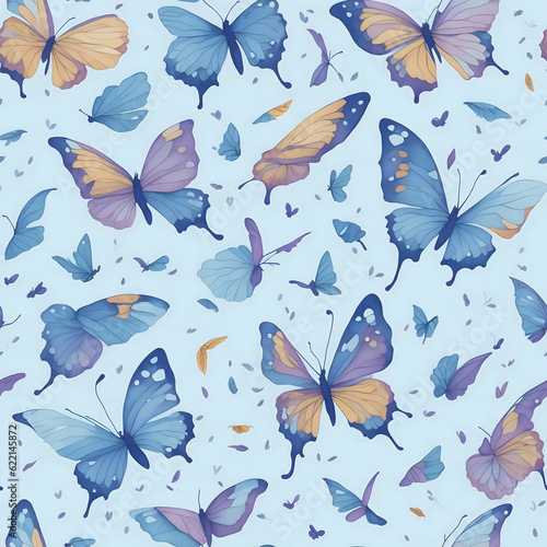 vintage beautiful butterflies seamless pattern  generative ai