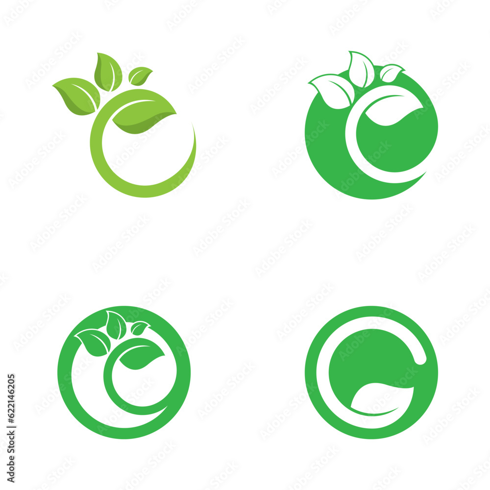 Leaf vector logo template icon set Leaf vector logo template icon set