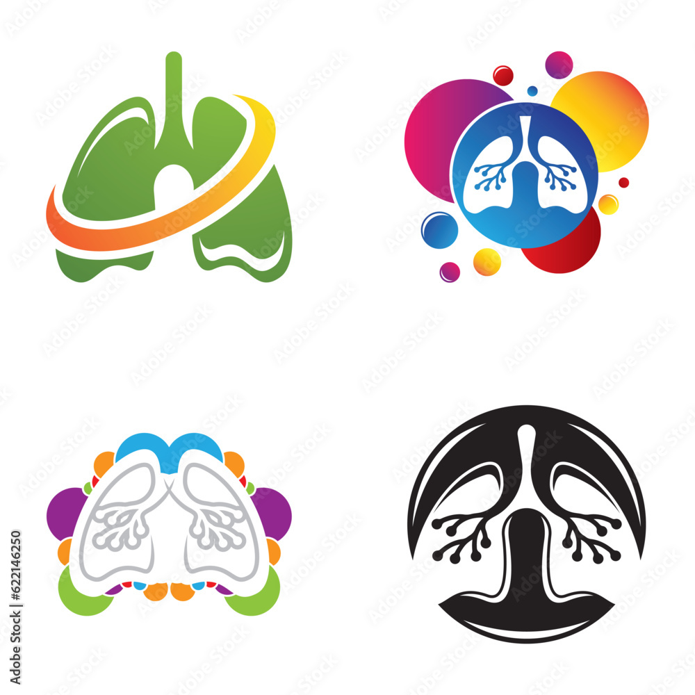 Lungs logo vector icon set