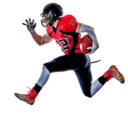 one american football player man studio isolated on white background