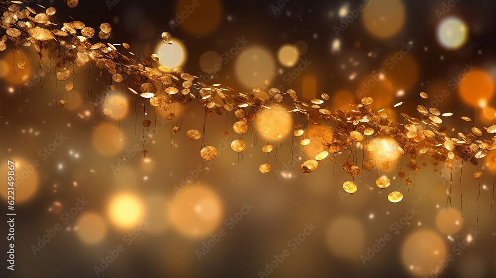 A golden bokeh, with defocused lights in warm hues of gold. Generative AI
A golden bokeh, with defocused lights in warm hues of gold. Generative AI