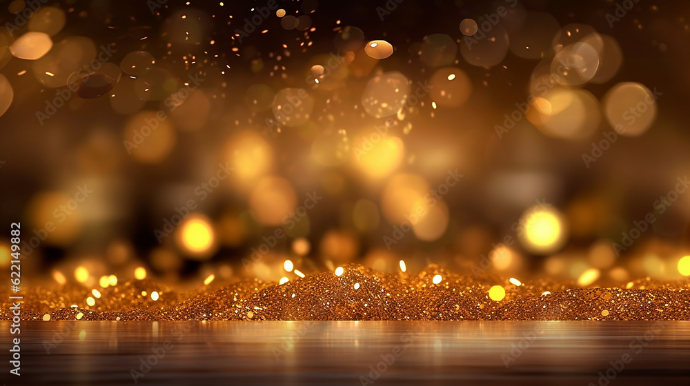 A golden bokeh, with defocused lights in warm hues of gold. Generative AI
A golden bokeh, with defocused lights in warm hues of gold. Generative AI
