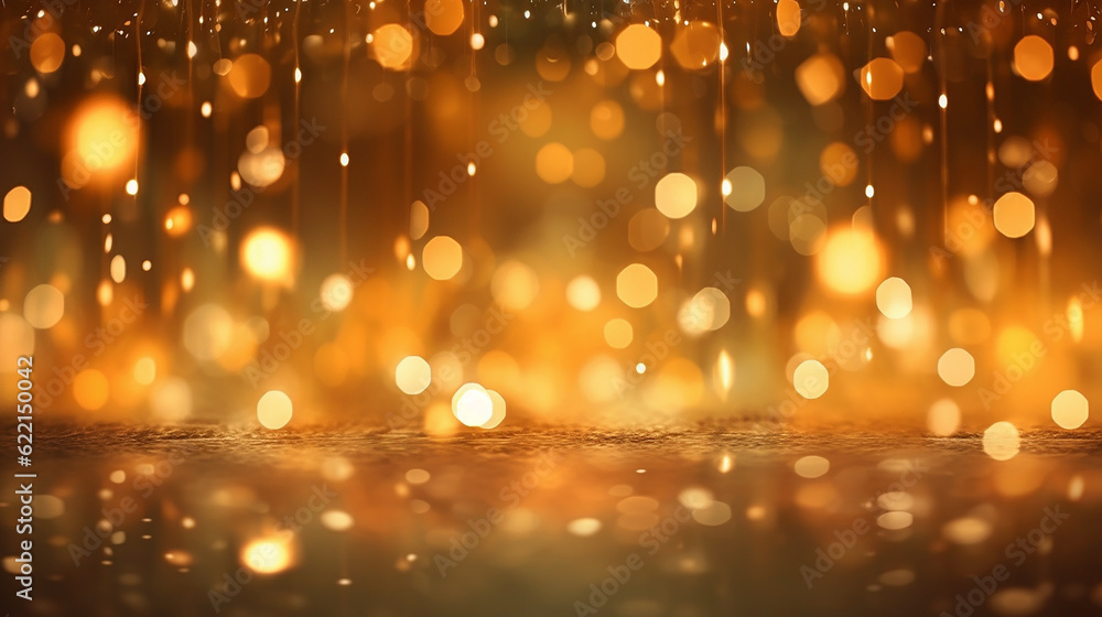 A golden bokeh, with defocused lights in warm hues of gold. Generative AI
A golden bokeh, with defocused lights in warm hues of gold. Generative AI