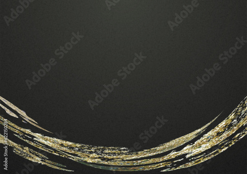 金色の筆のストロークと黒い和紙の背景イラスト A4サイズ