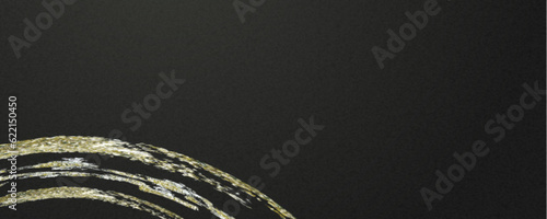 金色の筆のストロークと黒い和紙背景のバナー、ヘッダーデザイン