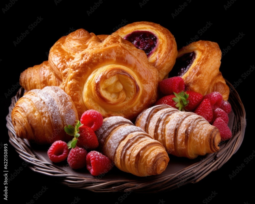 composition_of_Viennoiserie_with_mix_berry_Viennoiserie_are_French composition_of_Viennoiserie_with_mix_berry_Viennoiserie_are_French